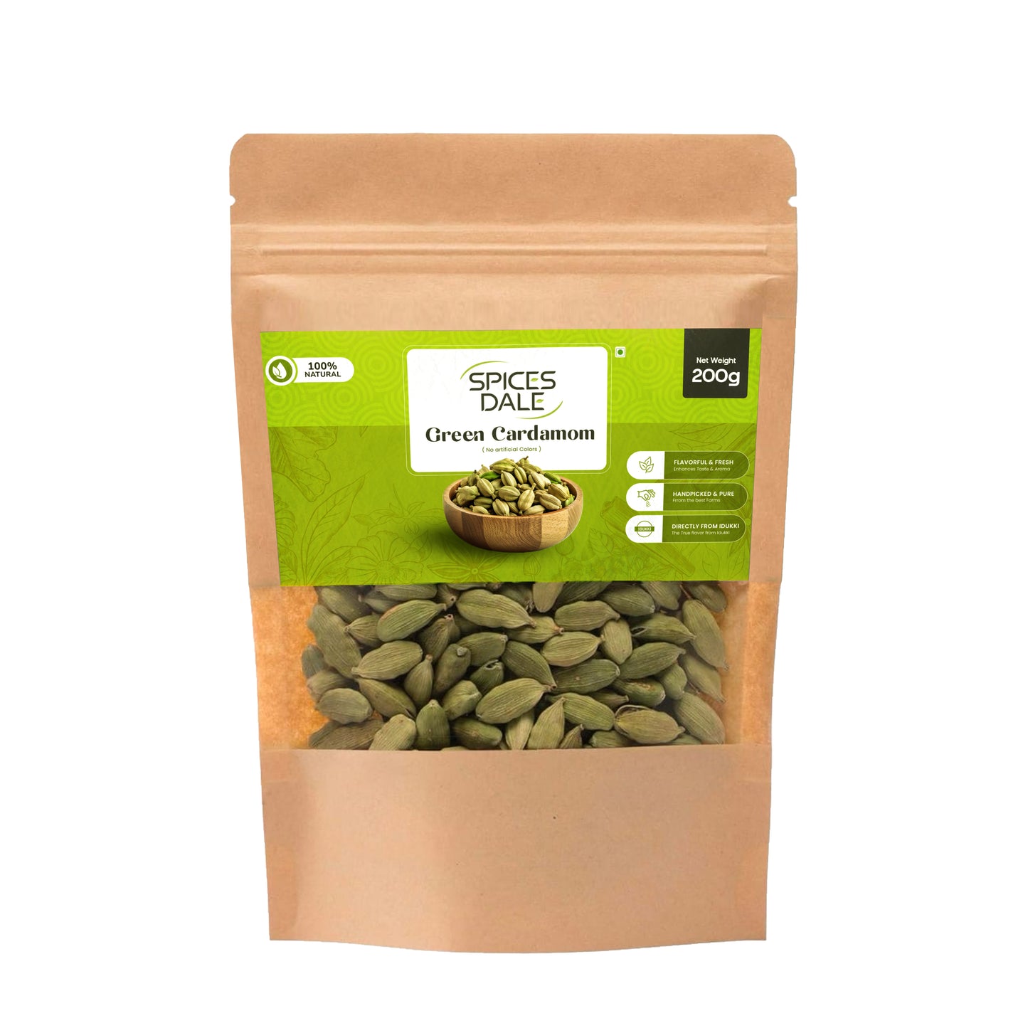 Spices Dale Cardamom 200g Premium 8mm+ Whole Green Cardamom | Get Free 50g Pepper and 50g Cloves