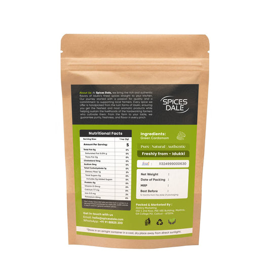 Spices Dale Cardamom 200g Premium 8mm+ Whole Green Cardamom | Get Free 50g Pepper and 50g Cloves